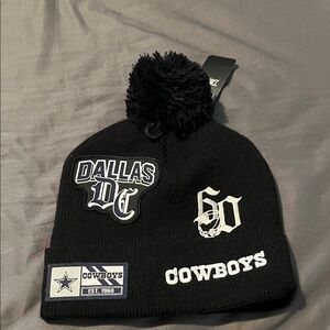 NFL Cowboys Black Knit Pom Hat